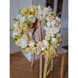 Wianek wielkanocny, wiosenny na drzwi Pastelowe Święta 45 cm